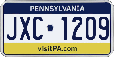 PA license plate JXC1209