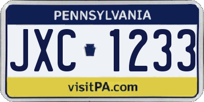 PA license plate JXC1233
