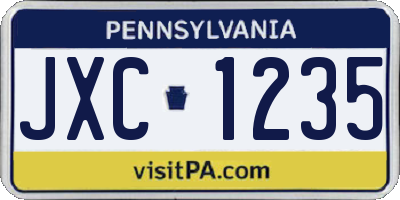 PA license plate JXC1235