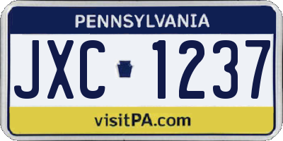 PA license plate JXC1237