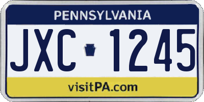 PA license plate JXC1245