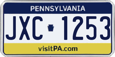 PA license plate JXC1253