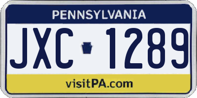 PA license plate JXC1289