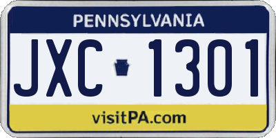 PA license plate JXC1301