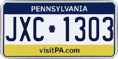 PA license plate JXC1303