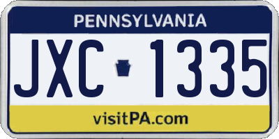 PA license plate JXC1335