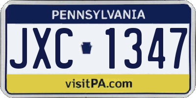 PA license plate JXC1347