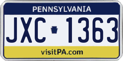 PA license plate JXC1363