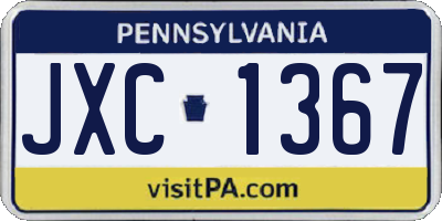 PA license plate JXC1367