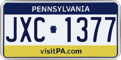 PA license plate JXC1377