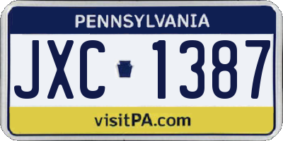 PA license plate JXC1387