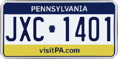 PA license plate JXC1401