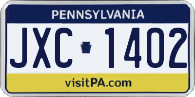 PA license plate JXC1402