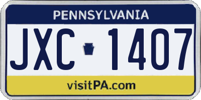 PA license plate JXC1407