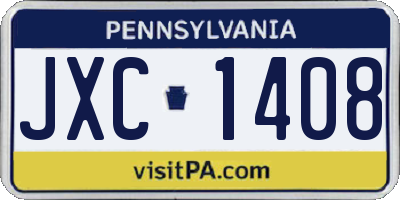 PA license plate JXC1408
