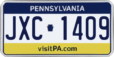 PA license plate JXC1409