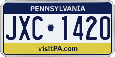 PA license plate JXC1420