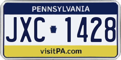 PA license plate JXC1428