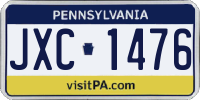PA license plate JXC1476