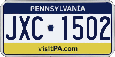 PA license plate JXC1502