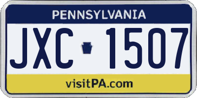 PA license plate JXC1507