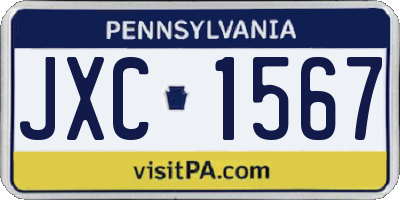 PA license plate JXC1567