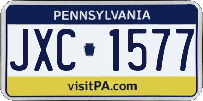 PA license plate JXC1577