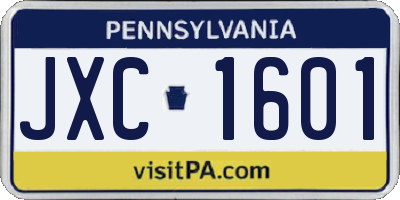 PA license plate JXC1601