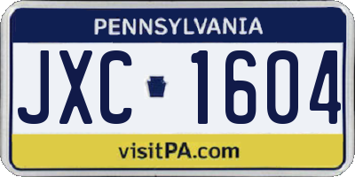 PA license plate JXC1604