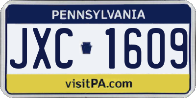 PA license plate JXC1609