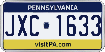 PA license plate JXC1633