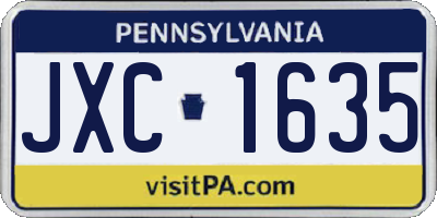 PA license plate JXC1635