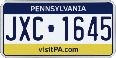 PA license plate JXC1645