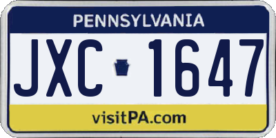 PA license plate JXC1647