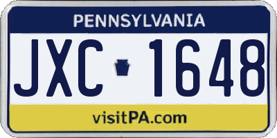 PA license plate JXC1648