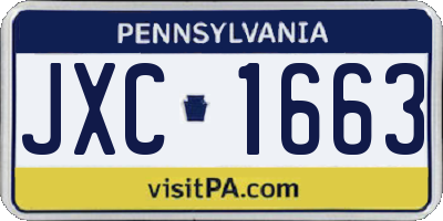 PA license plate JXC1663
