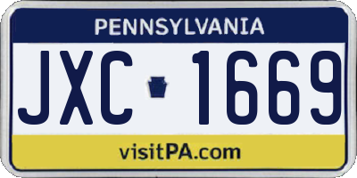 PA license plate JXC1669
