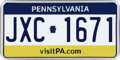 PA license plate JXC1671