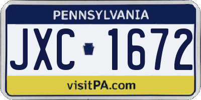 PA license plate JXC1672