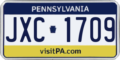 PA license plate JXC1709