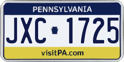 PA license plate JXC1725