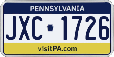 PA license plate JXC1726