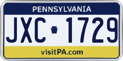 PA license plate JXC1729