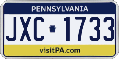 PA license plate JXC1733