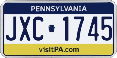 PA license plate JXC1745