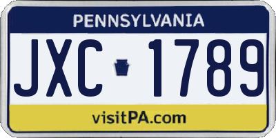 PA license plate JXC1789