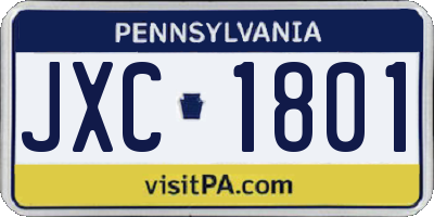 PA license plate JXC1801