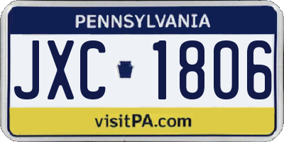 PA license plate JXC1806