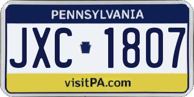 PA license plate JXC1807