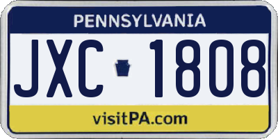 PA license plate JXC1808